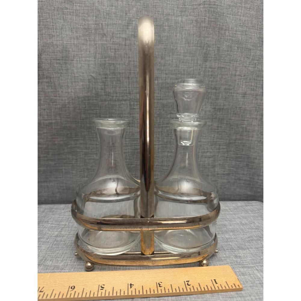 VINTAGE Gio Ponti for Calderoni Milano Silver Plated Cruet set of Oil Vinegar